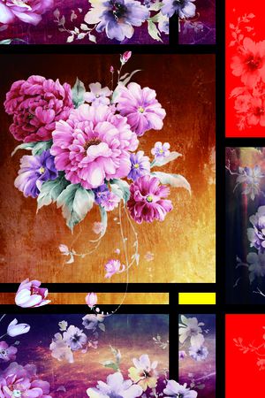 几何中西结合印花花型图片