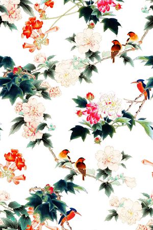 中国风印花花型图片