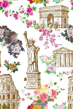 桃花印花花型图片