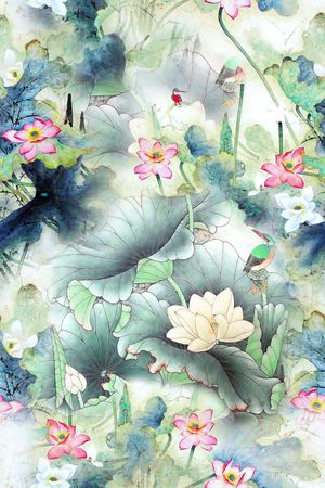 山水画印花花型图片