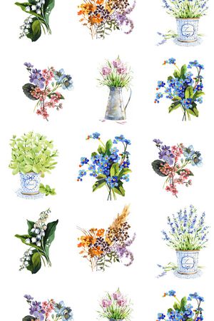 蓝色花朵印花花型图片