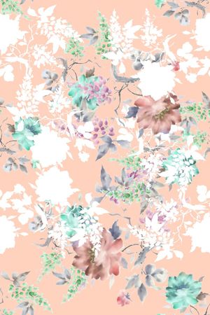 国画风景花卉印花花型图片