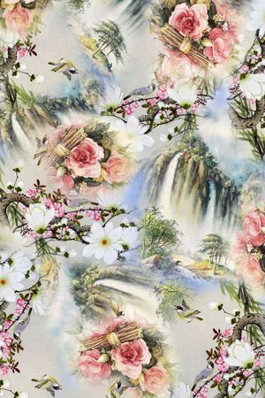 中国画印花花型图片