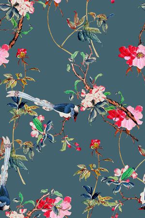 抽象手绘水墨画中国风山水花鸟植物印花印花花型图片
