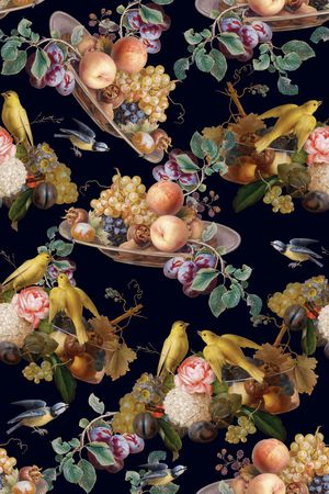 花鸟印花花型图片