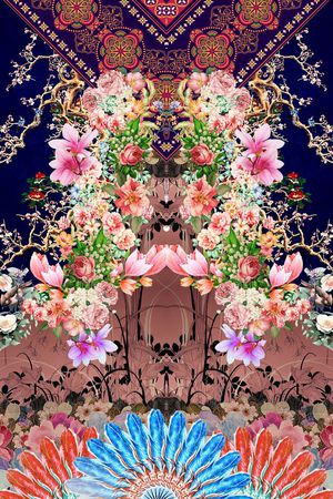 山水画印花花型图片