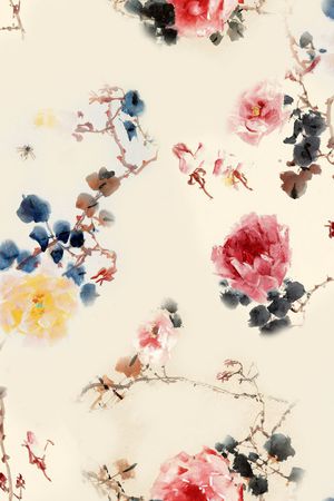 国画牡丹花印花花型图片