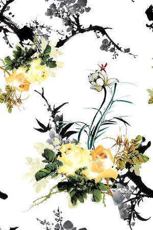 水墨印花花型图片