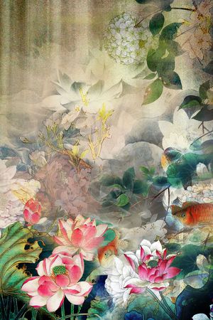 国画、水墨画、中国风印花花型图片