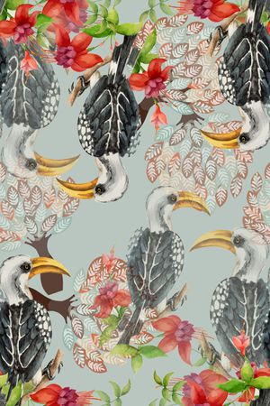 鸟昆虫图案印花花型图片