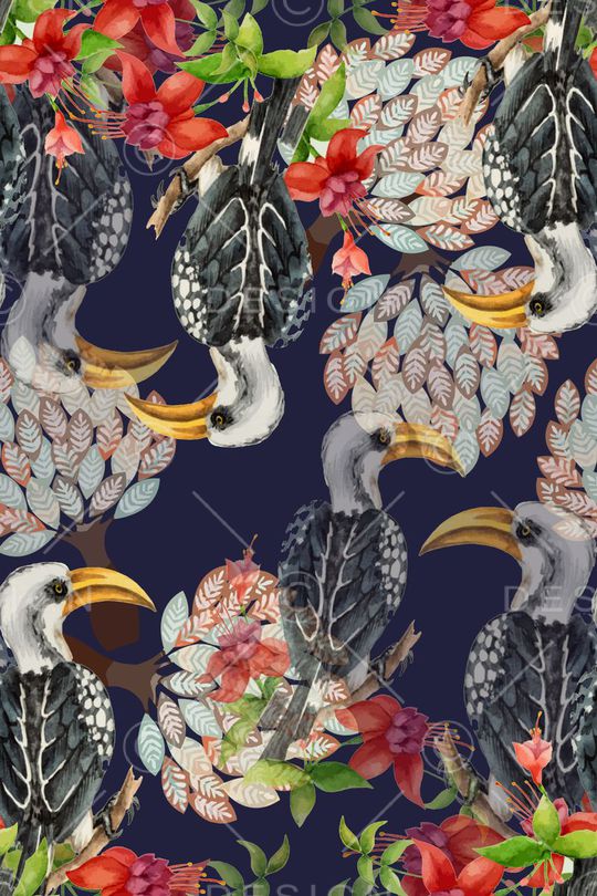 鸟昆虫图案印花花型图片