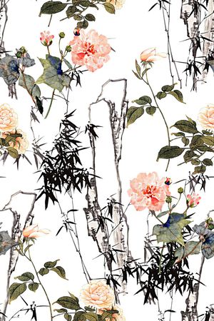 抽象手绘中国风水墨画山水画数码印花印花花型图片