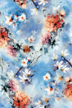 油画小花印花花型图片