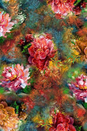 油画花卉印花花型图片
