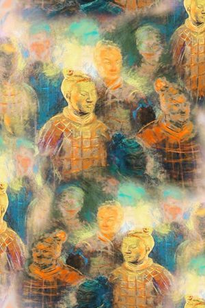 兵马俑印花花型图片