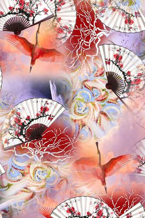 扇子印花花型图片