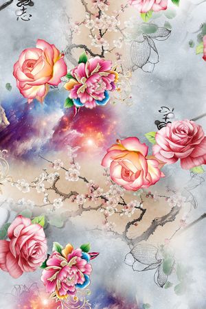 桃花印花花型图片