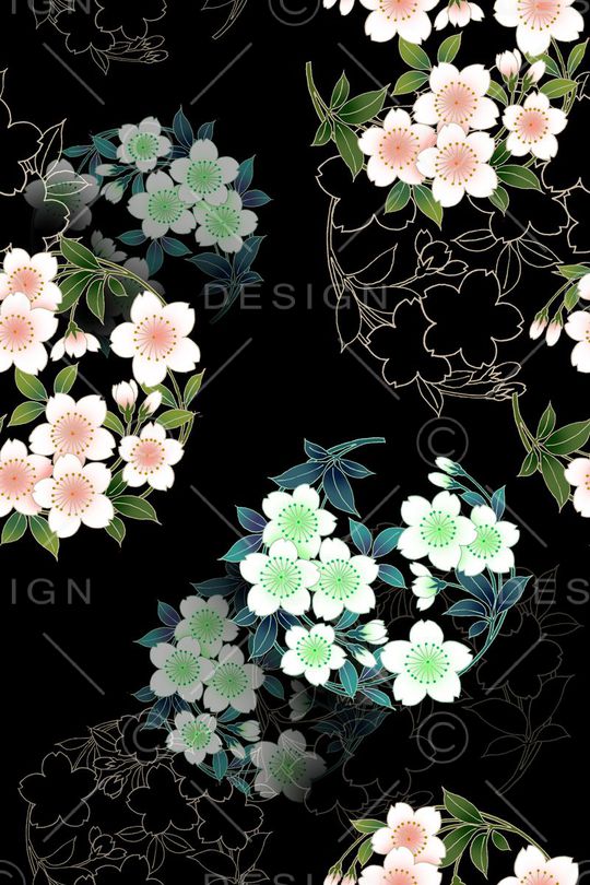 樱花印花花型图片