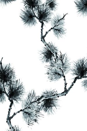 水墨画印花花型图片