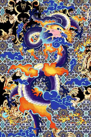中国风龙印花印花花型图片