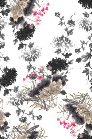 水墨印花花型图片