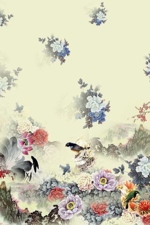 牡丹印花花型图片