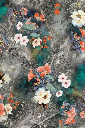 山水画印花花型图片