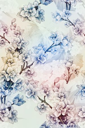 玉兰花印花花型图片