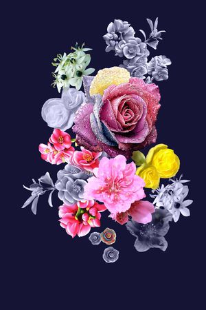 玫瑰印花花型图片