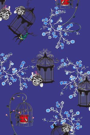 鸟笼印花花型图片