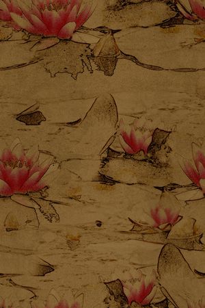 荷花印花花型图片