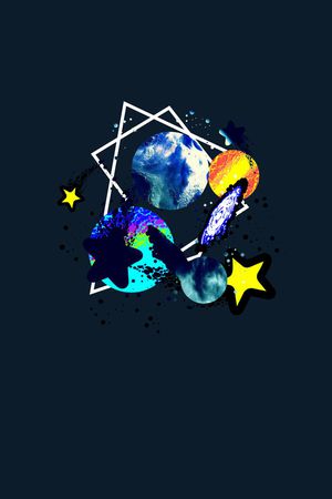 抽象手绘星空几何印花印花花型图片