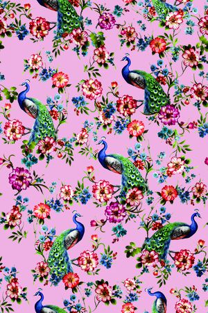 孔雀印花花型图片