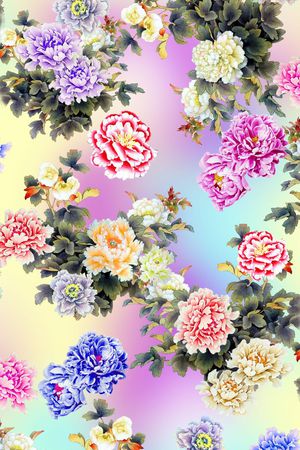 牡丹印花花型图片