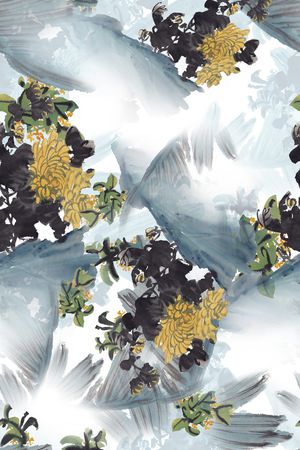 水墨国画印花花型图片