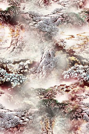 水墨国画印花花型图片