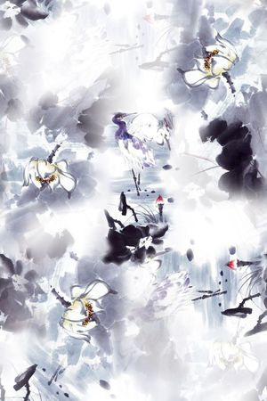 水墨国画印花花型图片