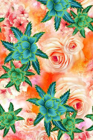 玫瑰印花花型图片