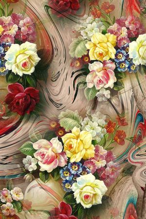 旗袍面料花印花花型图片