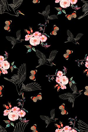 仙鹤印花花型图片
