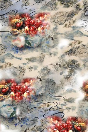 水彩印花花型图片