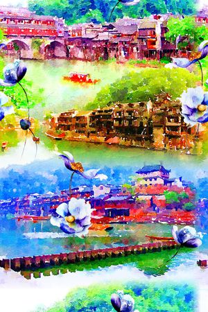 风景印花花型图片