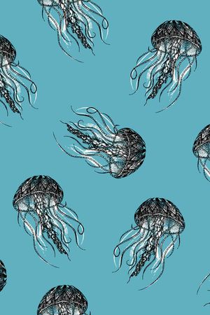 海底生物印花花型图片