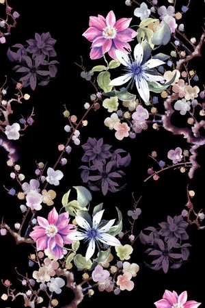 桃花印花花型图片