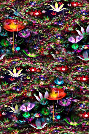 抽象手绘水彩画3D分形艺术花卉数码印花印花花型图片