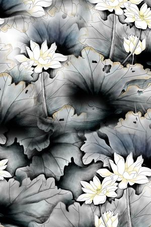 荷花印花花型图片