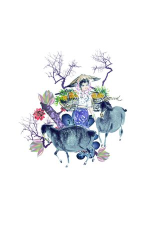 松树印花花型图片