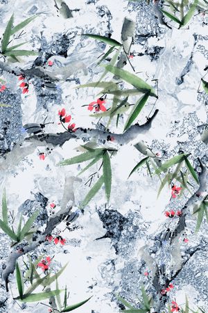 水墨印花花型图片
