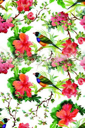 花鸟印花花型图片