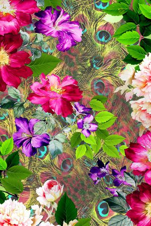 数码花卉类印花花型图片